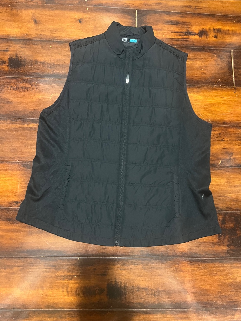 PGA Tour Black Puffer Vest with Light Blue Accent Label